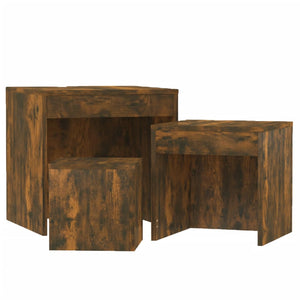 vidaXL Nesting Tables 3 pcs Smoked Oak Engineered Wood