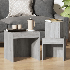 vidaXL Nesting Tables 3 pcs Grey Sonoma Engineered Wood