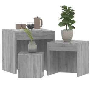 vidaXL Nesting Tables 3 pcs Grey Sonoma Engineered Wood