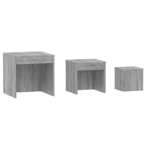 vidaXL Nesting Tables 3 pcs Grey Sonoma Engineered Wood