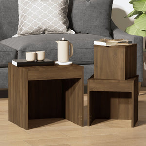 vidaXL Nesting Tables 3 pcs Brown Oak Engineered Wood