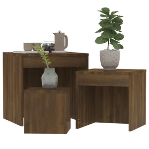 vidaXL Nesting Tables 3 pcs Brown Oak Engineered Wood