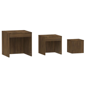 vidaXL Nesting Tables 3 pcs Brown Oak Engineered Wood