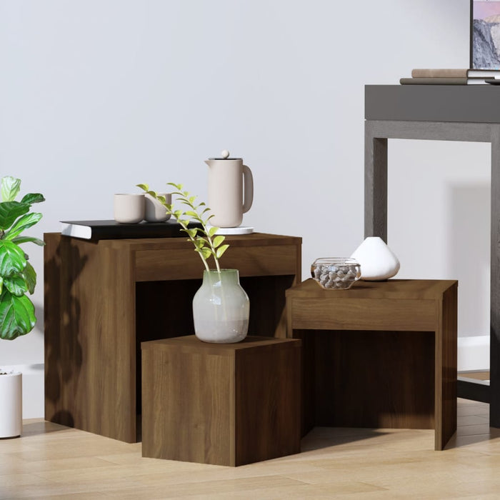 vidaXL Nesting Tables 3 pcs Brown Oak Engineered Wood