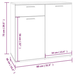 vidaXL Sideboard Smoked Oak 80x36x75 cm Engineered Wood