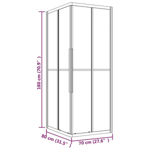 vidaXL Stripe Shower Cabin ESG 80x70x180 cm Black
