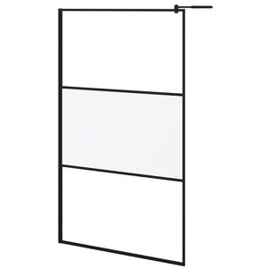 vidaXL Walk-in Shower Wall 115x195 cm Half Frosted ESG Glass Black