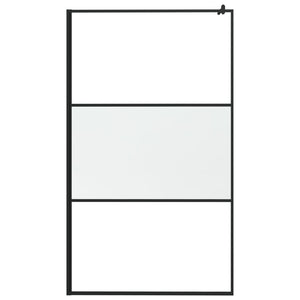 vidaXL Walk-in Shower Wall 115x195 cm Half Frosted ESG Glass Black