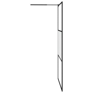 vidaXL Walk-in Shower Wall 115x195 cm Half Frosted ESG Glass Black