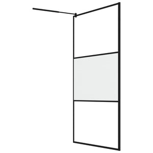 vidaXL Walk-in Shower Wall 115x195 cm Half Frosted ESG Glass Black