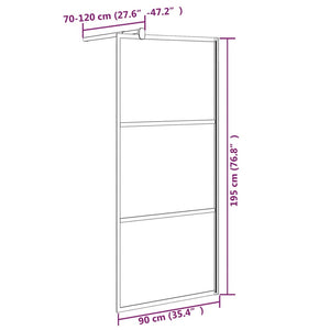 vidaXL Walk-in Shower Wall 90x195 cm Frosted ESG Glass Black