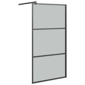 vidaXL Walk-in Shower Wall 115x195cm Dark ESG Glass Black