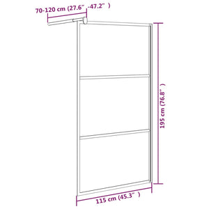 vidaXL Walk-in Shower Wall 115x195cm Dark ESG Glass Black