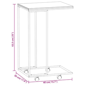 vidaXL Side Table with Wheels Black 40x30x63.5 cm Engineered Wood