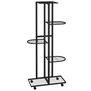 vidaXL 5-Floor Flower Stand with Wheels 44x23x100 cm Black Iron