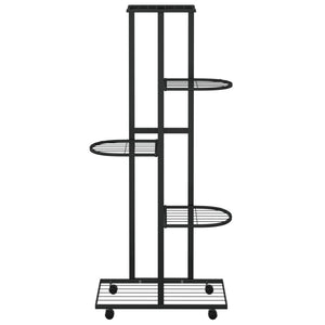 vidaXL 5-Floor Flower Stand with Wheels 44x23x100 cm Black Iron