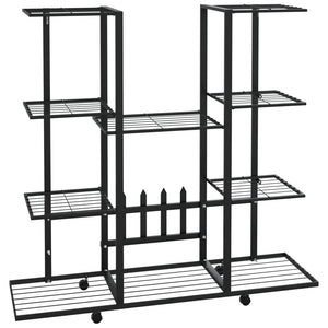 vidaXL Flower Stand with Wheels 94.5x24.5x91.5 cm Black Iron