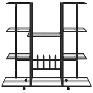 vidaXL Flower Stand with Wheels 94.5x24.5x91.5 cm Black Iron