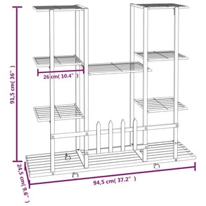 vidaXL Flower Stand with Wheels 94.5x24.5x91.5 cm Black Iron