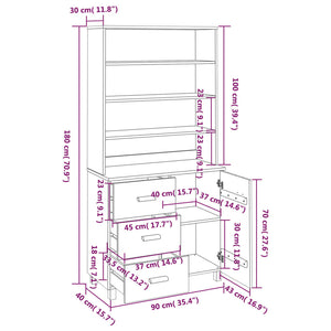 vidaXL Highboard HAMAR Solid Wood Pine Light Grey