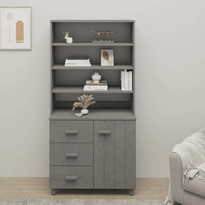 vidaXL Highboard HAMAR Solid Wood Pine Light Grey