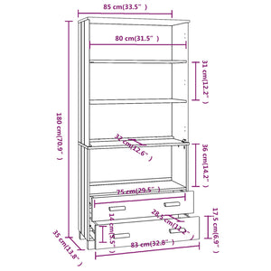 vidaXL Highboard HAMAR Solid Wood Pine Honey Brown