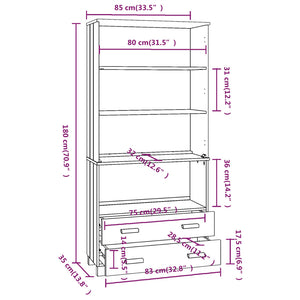 vidaXL Highboard HAMAR Solid Wood Pine Light Grey