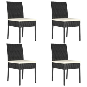 vidaXL 5 Piece Outdoor Dining Set with Cushions Poly Rattan Black