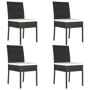 vidaXL 5 Piece Outdoor Dining Set with Cushions Poly Rattan Black