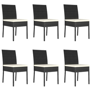 vidaXL 7 Piece Outdoor Dining Set with Cushions Poly Rattan Black