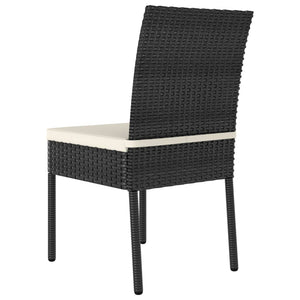 vidaXL 7 Piece Outdoor Dining Set with Cushions Poly Rattan Black