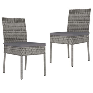 vidaXL 3 Piece Outdoor Dining Set with Cushions Poly Rattan Grey