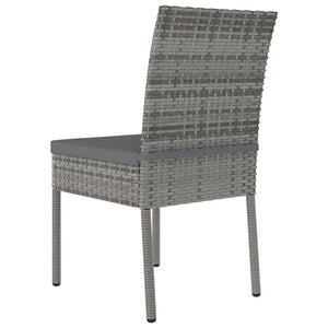 vidaXL 3 Piece Outdoor Dining Set with Cushions Poly Rattan Grey