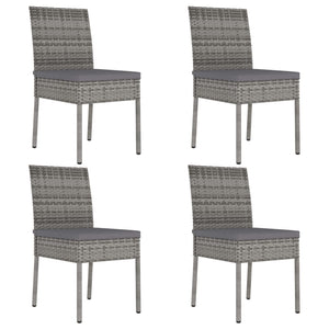 vidaXL 5 Piece Outdoor Dining Set with Cushions Poly Rattan Grey