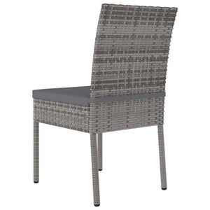 vidaXL 5 Piece Outdoor Dining Set with Cushions Poly Rattan Grey