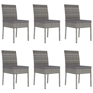 vidaXL 7 Piece Outdoor Dining Set with Cushions Poly Rattan Grey