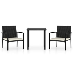 vidaXL 3 Piece Outdoor Dining Set Poly Rattan Black