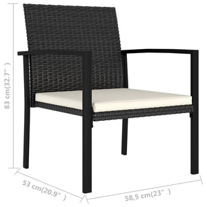 vidaXL 3 Piece Outdoor Dining Set Poly Rattan Black