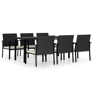 vidaXL 7 Piece Outdoor Dining Set Poly Rattan Black