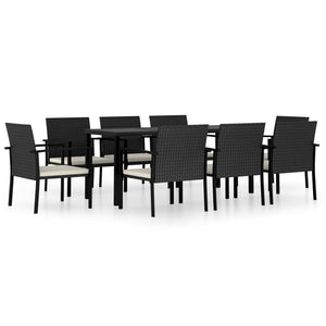 vidaXL 9 Piece Outdoor Dining Set Poly Rattan Black