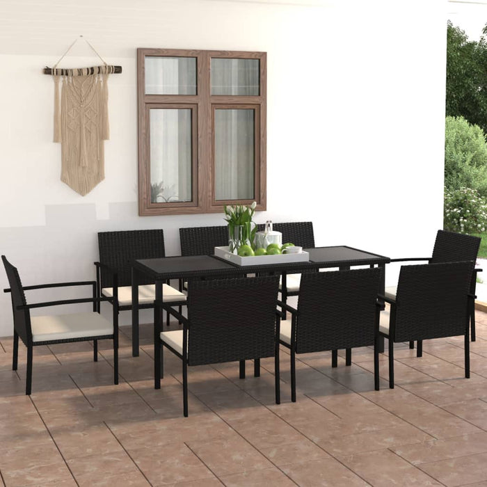 vidaXL 9 Piece Outdoor Dining Set Poly Rattan Black