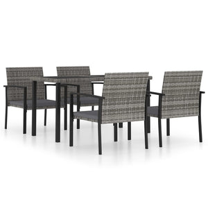 vidaXL 5 Piece Outdoor Dining Set Poly Rattan Grey