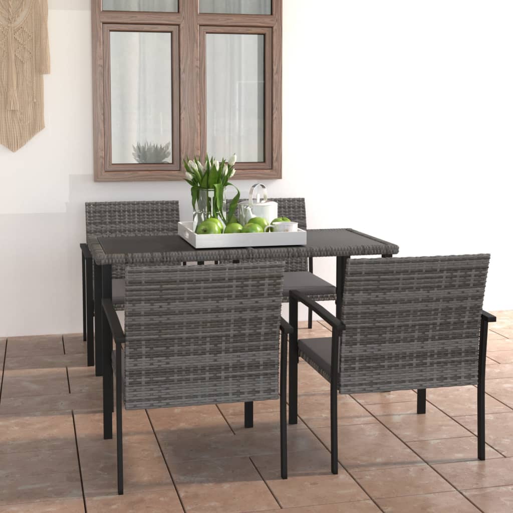 vidaXL 5 Piece Outdoor Dining Set Poly Rattan Grey