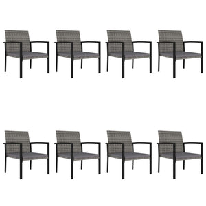 vidaXL 9 Piece Outdoor Dining Set Poly Rattan Grey