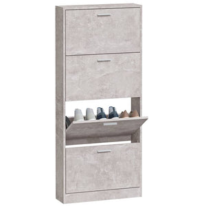 vidaXL Shoe Cabinet Concrete Grey 59x17x150 cm Engineered Wood