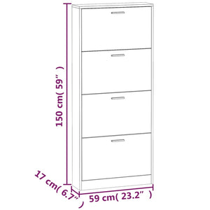 vidaXL Shoe Cabinet Concrete Grey 59x17x150 cm Engineered Wood