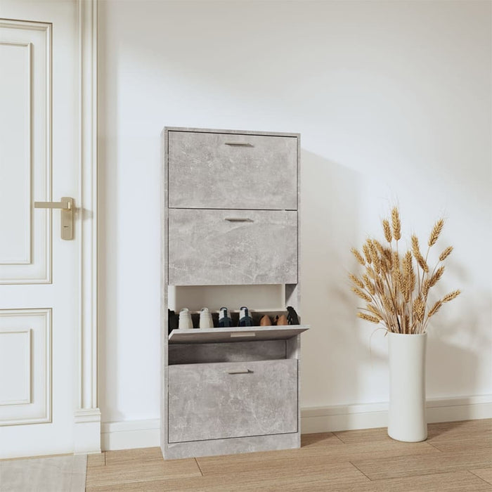 vidaXL Shoe Cabinet Concrete Grey 59x17x150 cm Engineered Wood