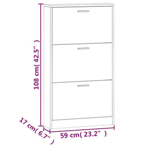 vidaXL Shoe Cabinet White 59x17x108 cm Engineered Wood