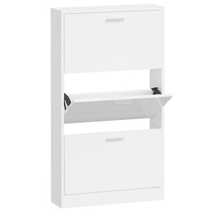 vidaXL Shoe Cabinet High Gloss White 59x17x108 cm Engineered Wood