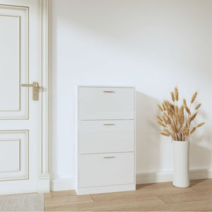 vidaXL Shoe Cabinet High Gloss White 59x17x108 cm Engineered Wood